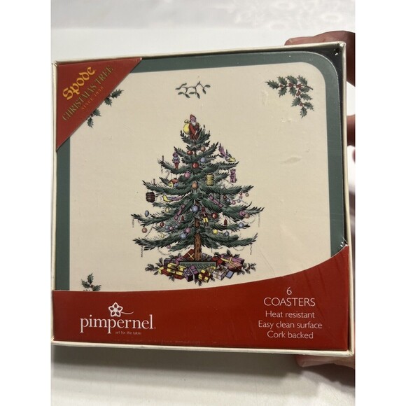New Sealed Pimpernel Spode Christmas Tree Coasters 6pc - Picture 1 of 9
